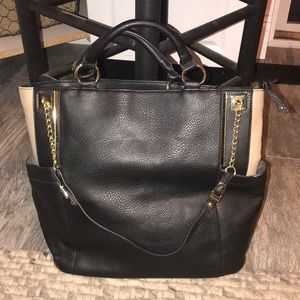 Olivia + Joy Black and Gold Shoulder Bag